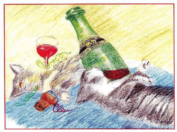 “Cat Nips” is one of Dave Crestin's homemade Christmas cards.