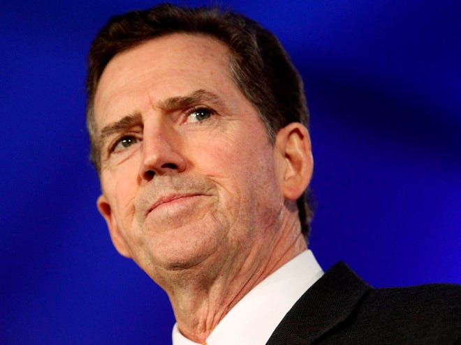 In this June 17, 2011 file photo, Sen. Jim DeMint, R-S.C. speaks in New Orleans. DeMint announced Thursday, Dec. 6, 2012 that he is resigning to take over at Heritage Foundation. (AP Photo/Patrick Semansky, File)