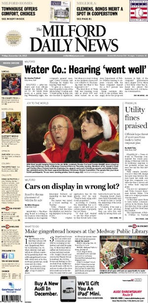 Front page of the Milford Daily News for 12/14/12