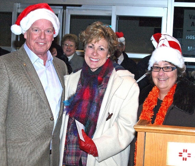 Pocono Health Foundation and The Rotary Club of the Smithfields recently held its annual Holiday Tree Lighting Ceremony. Pictured, from left, are: Larry Clark, president of the Rotary Club of the Smithfields, Beth Moses of Melon's Gift Inc.; and Kathy Kuck, president/CEO, Pocono Health System.