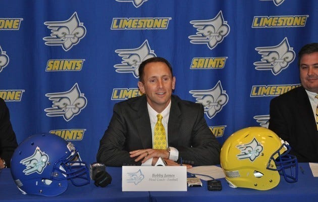 Bobby James is Limestone's first football coach.