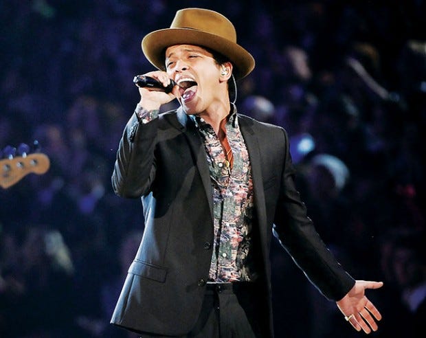 Bruno Mars performs during the 2012 Victoria's Secret Fashion Show in New York. The singer released his sophomore album, ‘Unorthodox Jukebox,’ this week. (AP PHOTO/EVAN AGOSTINI)