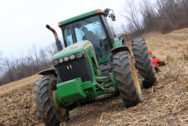 Ontario County rates in the top 10 percent of the — Best Places to Farm — in the United States. Here Bob Bowe sits in a climate controlled cab as he plows one of about 1,400 acres.