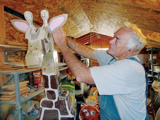 Vean Woodbrey, 69, is restoring a vintage carousel for his many grandkids and great-grandkids in Utah. (McCLATCHY-TRIBUNE PHOTO/JOHN M. GLIONNA)