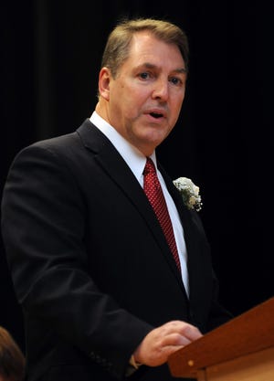 Mayor Arthur Vigeant speaks at his inauguration in January.