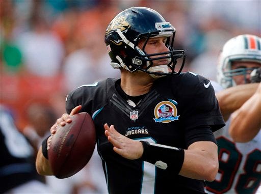 Jacksonville Jaguars quarterback Chad Henne, formerly of the Miami Dolphins, has had success against the Patriots in the past.