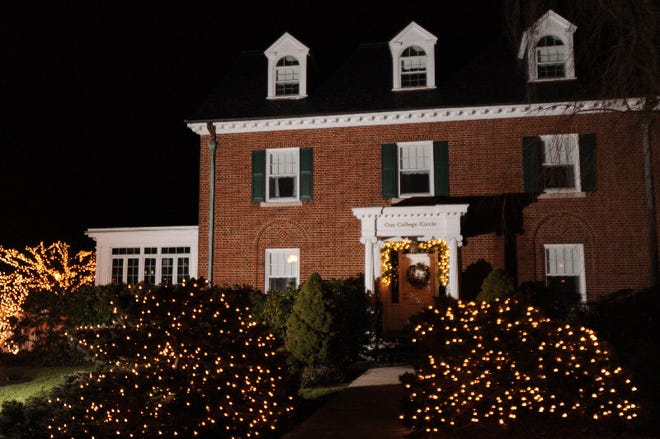 The President's House at One College Circle at East Stroudsburg University, decorated for the holidays Friday, December 21, 2012.