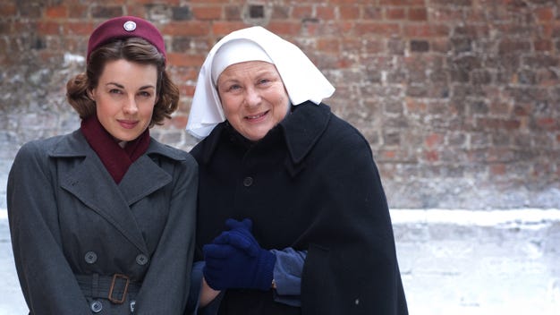 Jessica Raine plays Jenny Lee, left, and Pam Ferris plays Sister Angelina in the holiday special of PBS' "Call the Midwife."