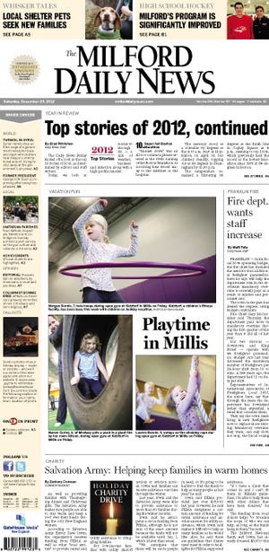 Milford Daily News front page 12/29/12