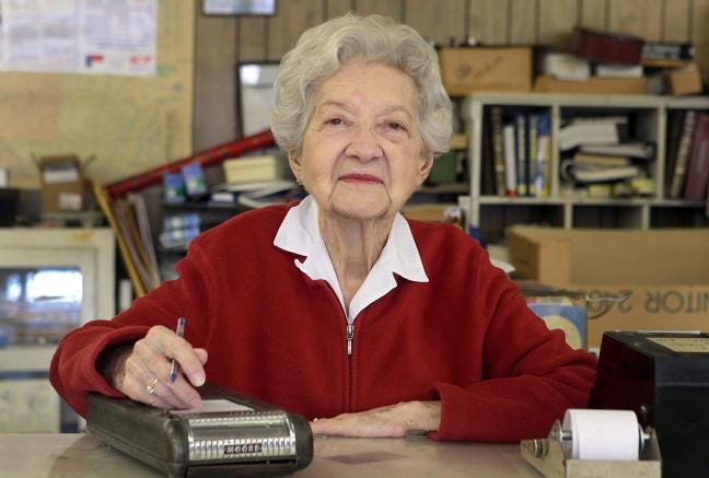 Martha Short’s husband Pete entered a hardware store in east Gastonia to pick up paint and came out as the store’s new owner 58 years ago. Now at 92, Short is still running things.