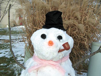 At least one family in White Pigeon got an early start on the village's snowman-making contest, as evidenced by this creation made Thursday. Weather pending, prizes will be awarded during a gathering scheduled for 3 p.m. Jan. 20 at Wade Park.