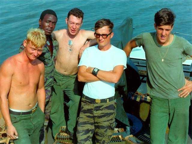 McClatchy Newspapers John Kerry (far right) was photographed with some of his crew aboard a "swift boat" on the Mekong River during the Vietnam War.
