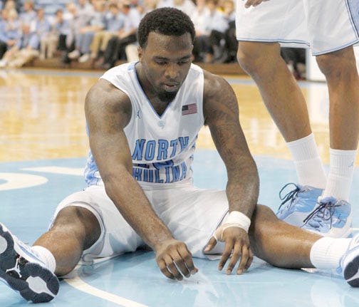 North Carolina's P.J. Hairston reacts during Thursday night's game against Miami.