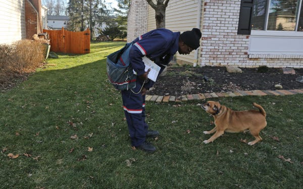 Letter carrier Larry Burke not only knows all the residents and their children on his mail route in Worthington, he's also familiar with the neighborhood's four-legged inhabitants.