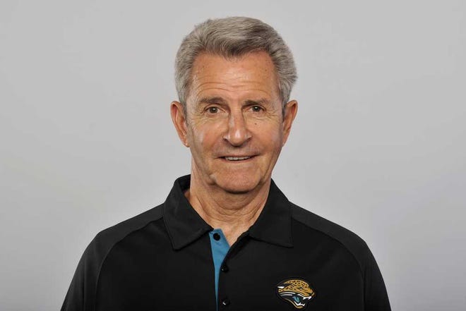 This is a 2012 photo of Mark Duffner of the Jacksonville Jaguars NFL football team staff. This image reflects the Jacksonville Jaguars active roster as of Friday April 27, 2012 when this image was taken. (Rick Wilson/Jacksonville Jaguars)