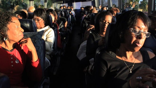 A charter bus left West Palm Beach on Sunday carrying 38 people to President Barack Obama’s second inauguration Monday.