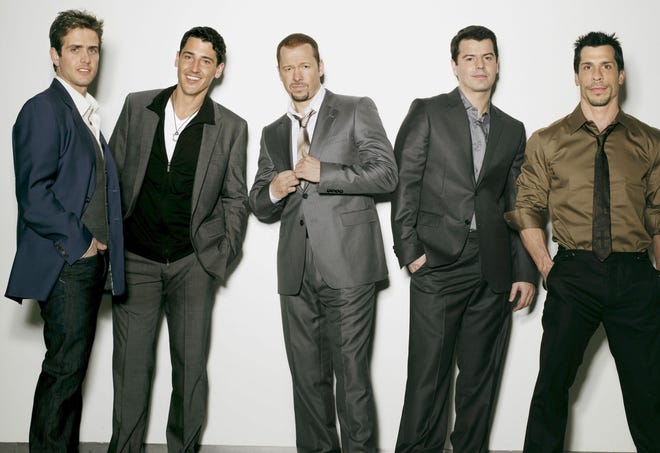 The New Kids On The Block, from left, Joey McIntyre, Jonathan Knight, Donnie Wahlberg, Jordan Knight and Danny Wood.