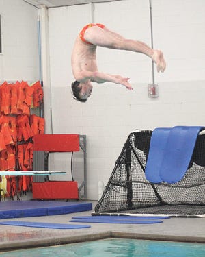 Sturgis' Dylan DeYoung took first place overall in diving Thursday against Harper Creek.