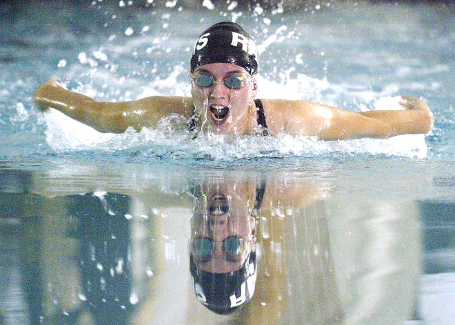Havelock's Amanda Buffa swims in the 100-yard butterfly during the Coastal 3A Conference championships on Wednesday at the Twin Rivers YMCA in New Bern. Buffa placed fifth in the event.