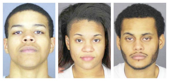 From left, Candelario Espino, 20, of Selwyn Road, Randolph, 
Wastter Guerra, 22, of Lincoln Street, Lynn, and Irlene Guerra, 20, of Harwood Street, Lynn, were arrested on drug charges on Friday, Jan. 25, 2013, on Kendrick Avenue in Quincy.