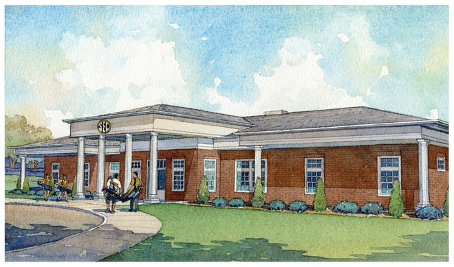 This is an artist’s rendering of the Missouri golf clubhouse at The Club at Old Hawthorne. The new facility will be made possible thanks to an $8.3 million donation from Don and Audrey Walsworth, which was announced Tuesday.