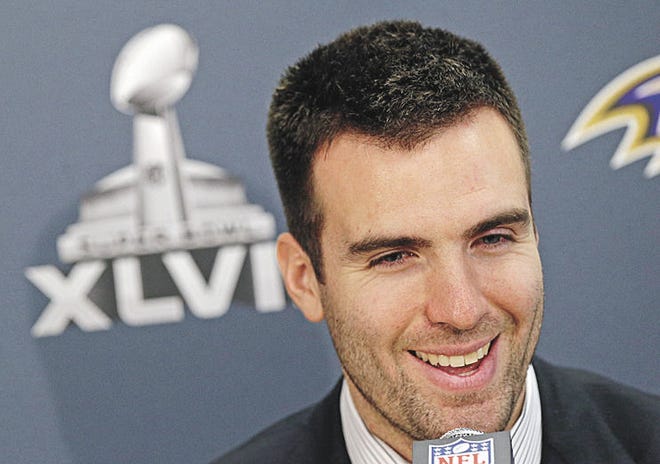 Patrick Semansky/Associated Press Baltimore Ravens quarterback Joe Flacco speaks at a Super Bowl XLVII football news conference on Monday in New Orleans. The Ravens face the San Francisco 49ers in Super Bowl XLVII on Sunday.