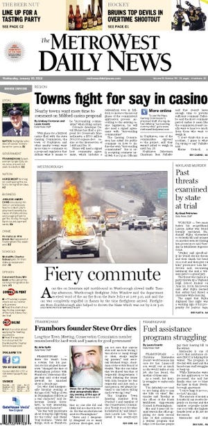 Front page of the MetroWest Daily News for 1/30/13