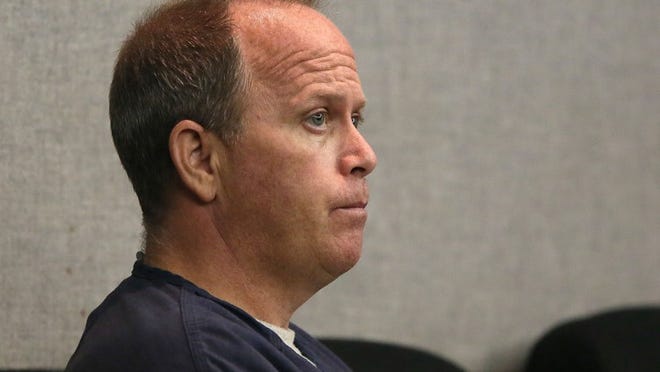 Former Polo Park Middle School principal Scott Blake sits in court August 7, 2012 for a bond reduction hearing. The former Polo Park Middle School principal was sentenced to 10 years in prison January 30, 2013.