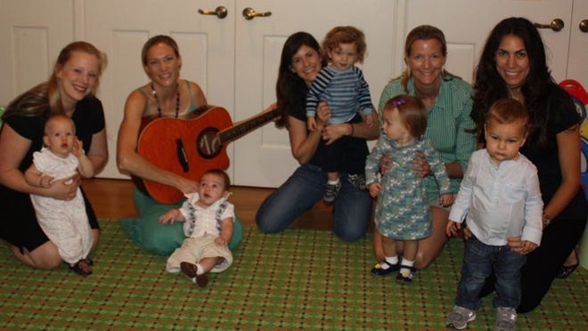 Royal Poinciana Chapel offers Mommy and Me classes. Shown, from left, are Kristin Brouwer and Ava Grohman, Chrissie Randolph Ferguson and son Marshall Ferguson, Lauren Leiberman and Zachary Lieberman, Allison Wren and Alexandra Wren, and Elisabeth Munder and Lee Rhoades Munder.