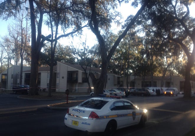 Police found a body near building 300 on Saturday at River Oaks Apartments, 11291 Harts Road in Jacksonville. Officers have not identified the body other than to say the deceased is male.
