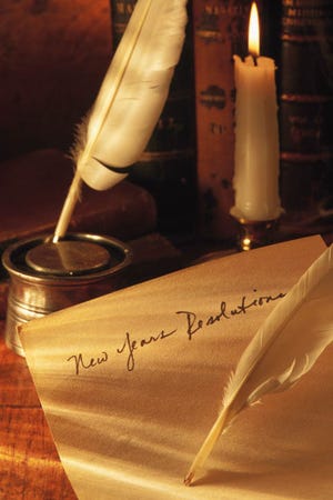 New Year's resolutions written with quill pen