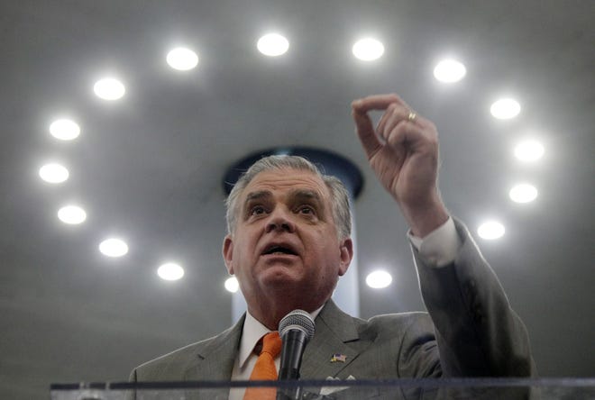 U.S. Transportation Secretary Ray LaHood gestures as he speaks at a news conference in New York's Pennsylvania Station, Monday, May 9, 2011. LaHood announced nearly $800 million in projects improve rail service in the crowded Northeast, part of a $2 billion award going to rail projects in 15 states nationwide. (AP Photo/Richard Drew)