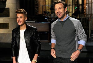 Justin Bieber and Jason Sudeikis | Photo Credits: NBC
