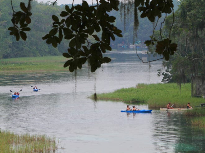 Kayakers paddle in the headwaters of the Rainbow River at Rainbow Springs State Park in Dunnellon in this Aug. 12, 2011 file photo.