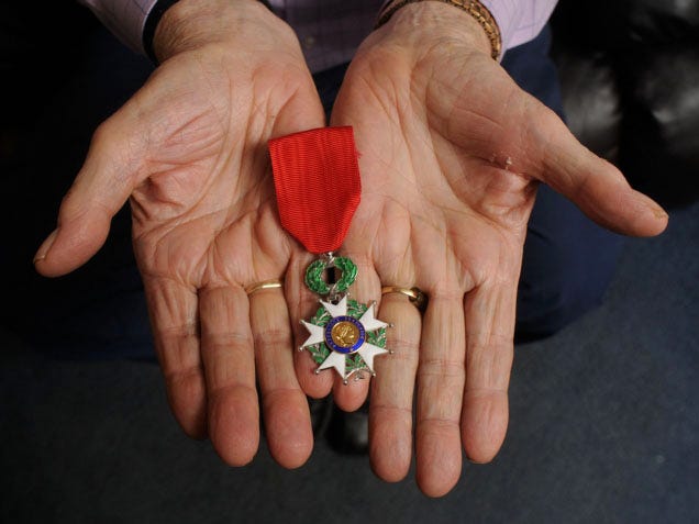 Elbert F. Davis of Hampstead displays his Legion of Honor medal from France for his actions during World War II.