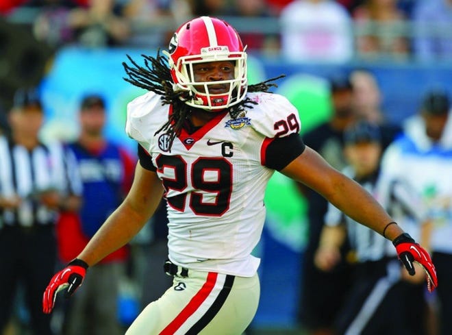 Georgia linebacker Jarvis Jones reacts to a play against Nebraska during the second half of the Capital One Bowl on Jan. 1.