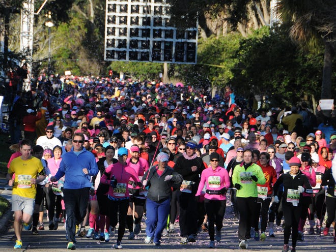 Hundreds of runners start the 26.2 with Donna on Sunday at the new start line on ATP Tour Boulevard in Ponte Vedra Beach.