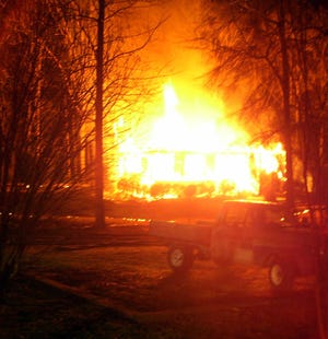 This home on Cleveland Road in Bogart was destroyed by fire in an early-morning blaze, Saturday. Photo courtesy of Del Mills