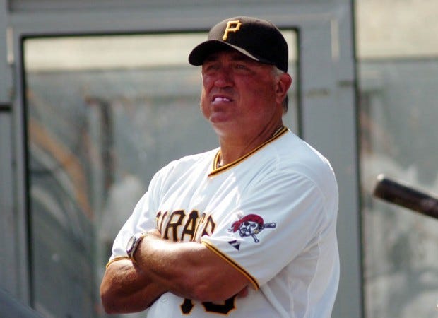 Pirates lose to Brewers Sunday-manager Clint Hurdle blows a bubble and watches the scoreboard.