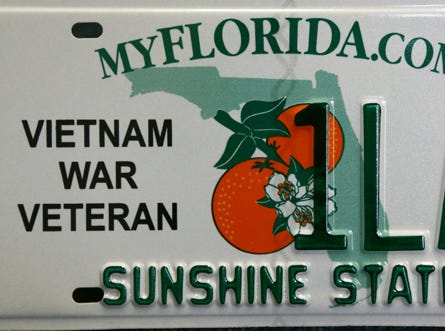This is the new Vietnam War Veteran license plate, belonging to Bob Hughes of Panama City.