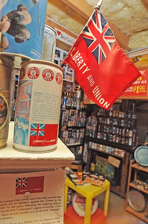 A Pittsburgh Brewing Company Revolutionary War Flag can featuring the Taunton Liberty and Union Flag is part of Logan's collection