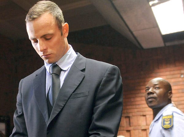 Oscar Pistorius stands in court Friday. (Associated Press)