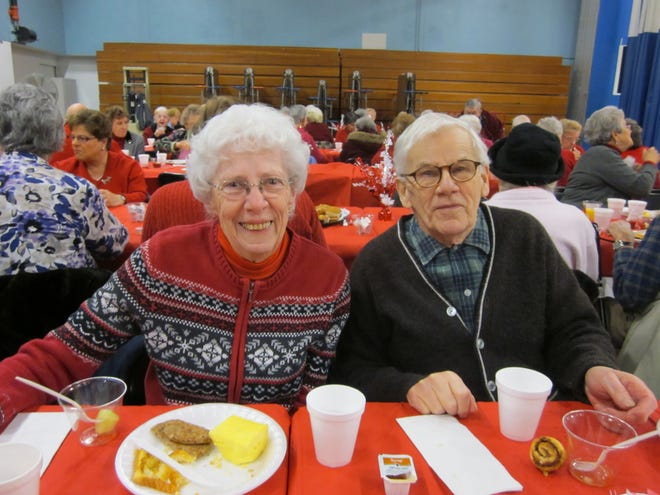 Doris and Fred Kulakowski, married 58 years, share a Valentine’s Day breakfast with the seniors at Danvers High School.