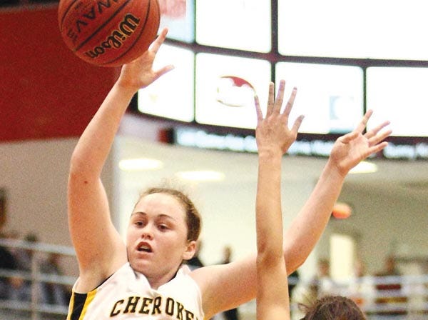 Cherokee County's Darbie Rosser shoots against Madison County on Saturday.