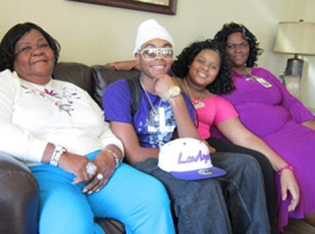 Since Leaman Sims was diagnosed with a brain tumor, his grandmother Penni Dudley, from left, Leamon, sis-ter Pennie Kennedy, and mother Clydie Dudley have stayed at the Ronald McDonald House Charities of North-west Florida in Pensacola on and off since November 2011.