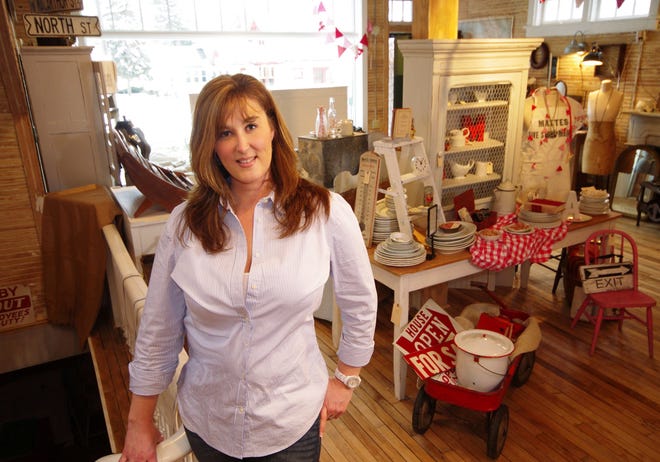 Mary Gulbrantson’s store, Urban Farmgirl (2202 Rural St. in Rockford), features painted furniture and vintage goods for sale.