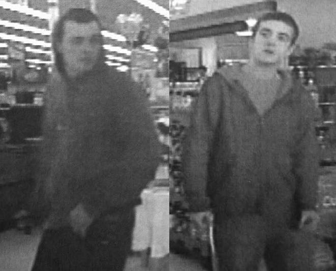 Newington police are asking for help identifying the two suspects seen in this surveillance image from the Walmart on Woodbury Avenue. The pair tried to steal desktop computers from the store on Feb. 19.