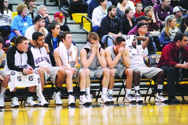 The Beaver bench looks on in the waning minutes of their semifinal loss to Chartiers Valley on Tuesday.