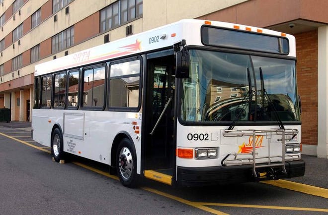 One of 9 new SRTA buses begin put put service.
