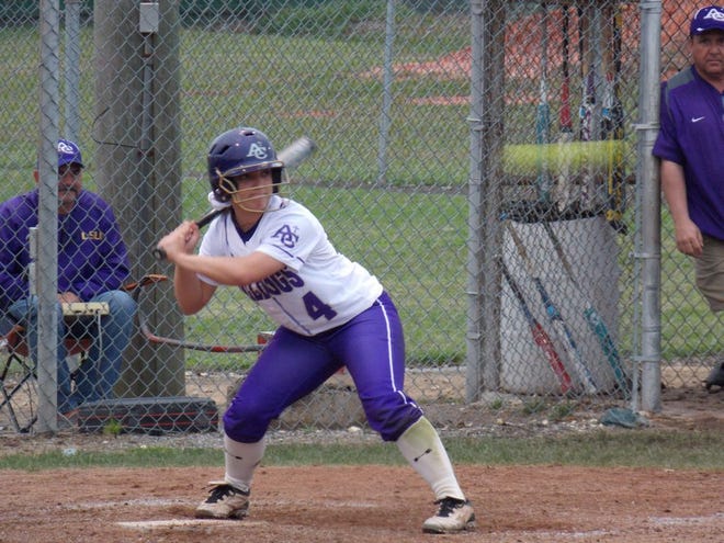 Senior Nancy Guillot stands at the plate waiting for a pitch at the ACHS home tournament last weekend.